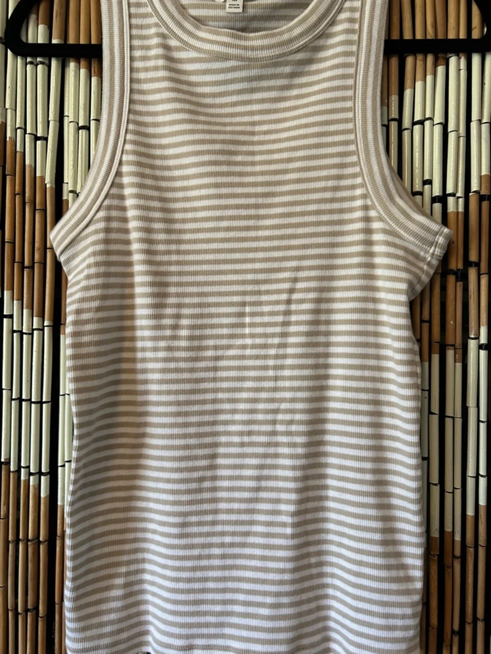 Striped Tank Top - Neutral Beige & White - Picture 3 of 3